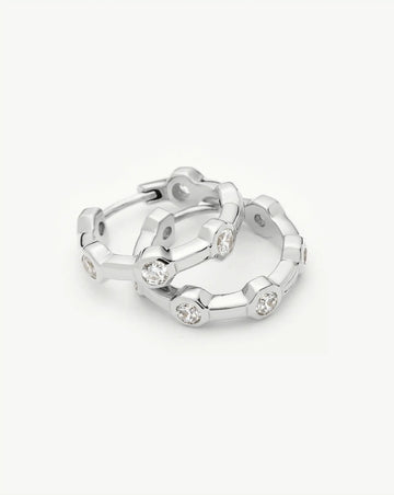 Lucy Williams Tennis Small Hoop Earrings | Silver Plated Earrings Missoma 