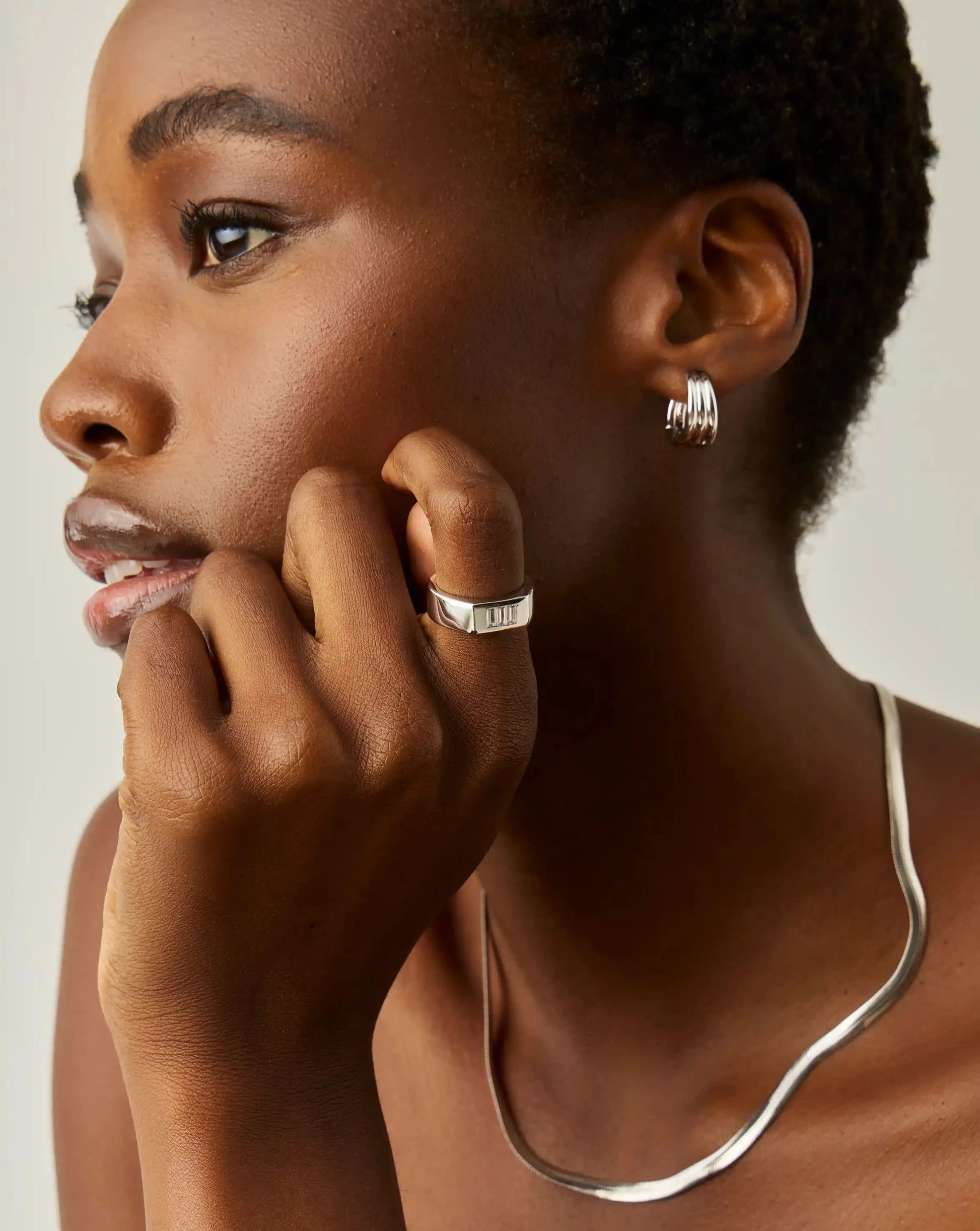 Lucy Williams Triple Stone Chunky Ring | Silver Plated Rings Missoma 