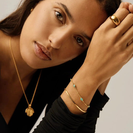 Magma Gemstone Charm Bracelet | 18k Gold Vermeil/Amazonite Bracelets Missoma 