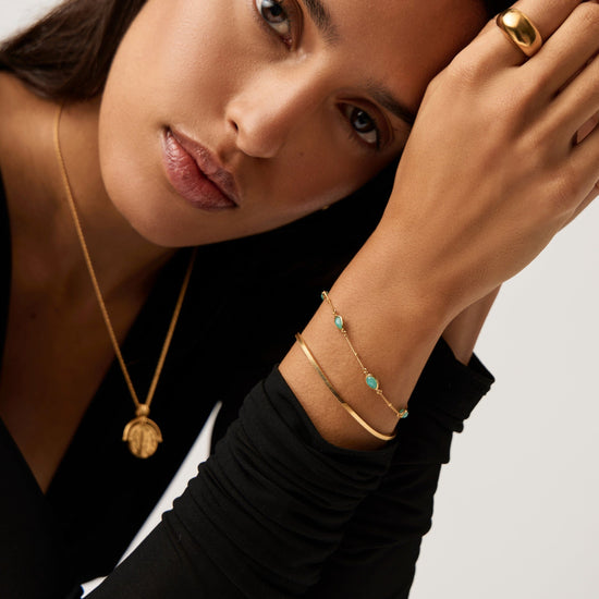 Magma Gemstone Charm Bracelet | 18k Gold Vermeil/Amazonite Bracelets Missoma 