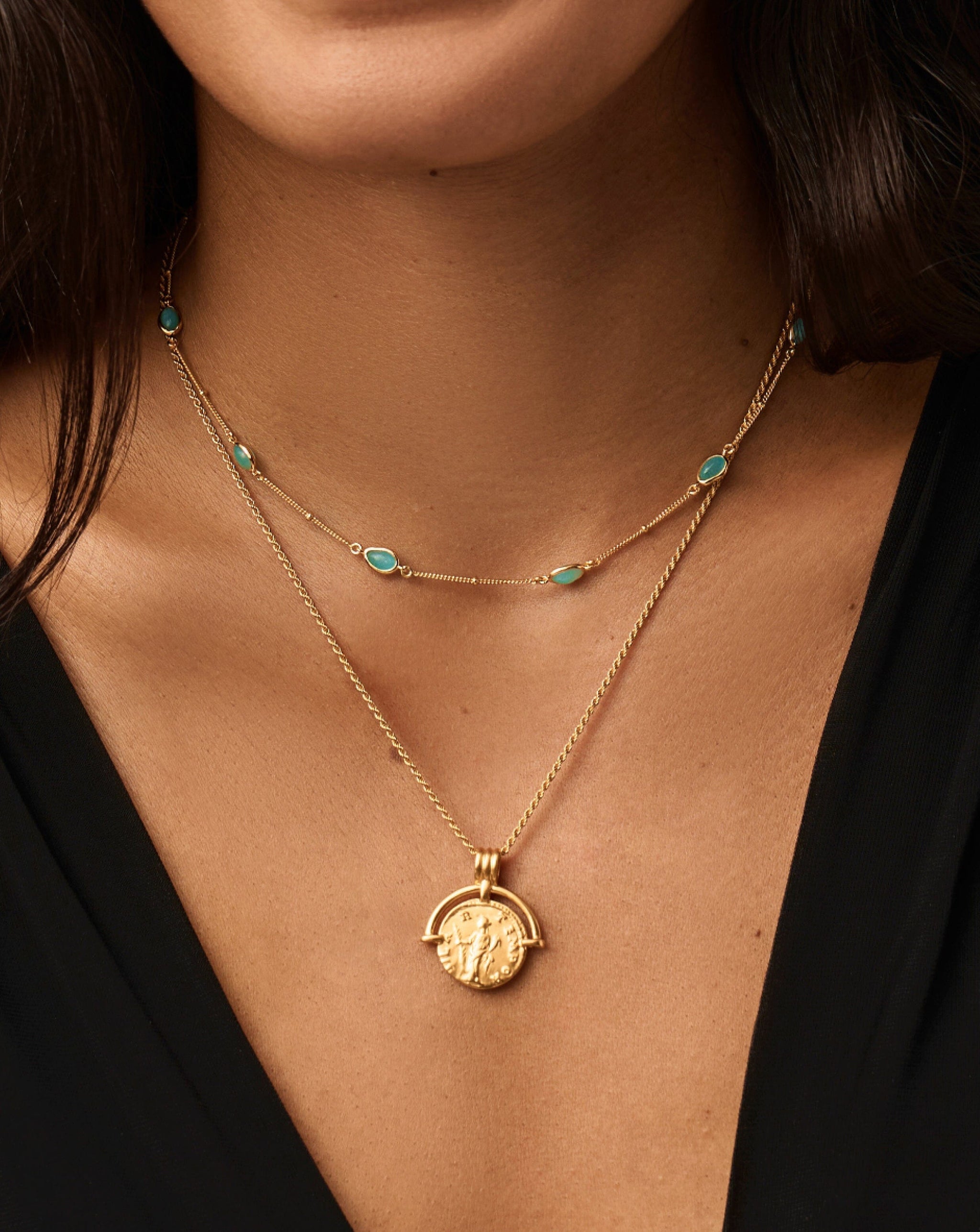 Magma Gemstone Charm Choker | 18k Gold Vermeil/Amazonite Necklaces Missoma 