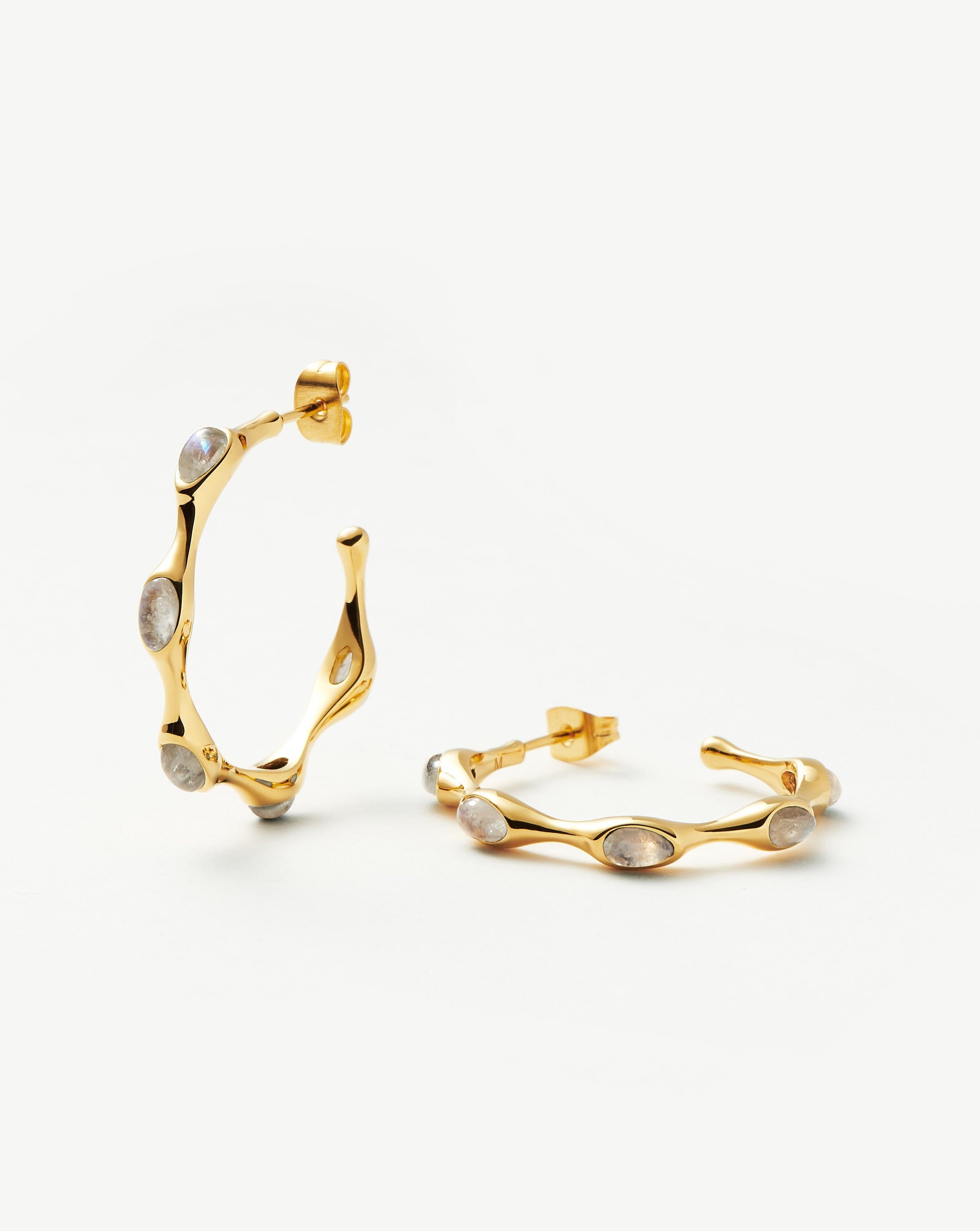 Magma Gemstone Medium Hoop Earrings | 18ct Recycled Gold Plated on ...