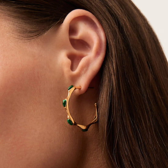 Magma Gemstone Medium Hoop Earrings | 18k Recycled Gold Plated on Brass Earrings Missoma 