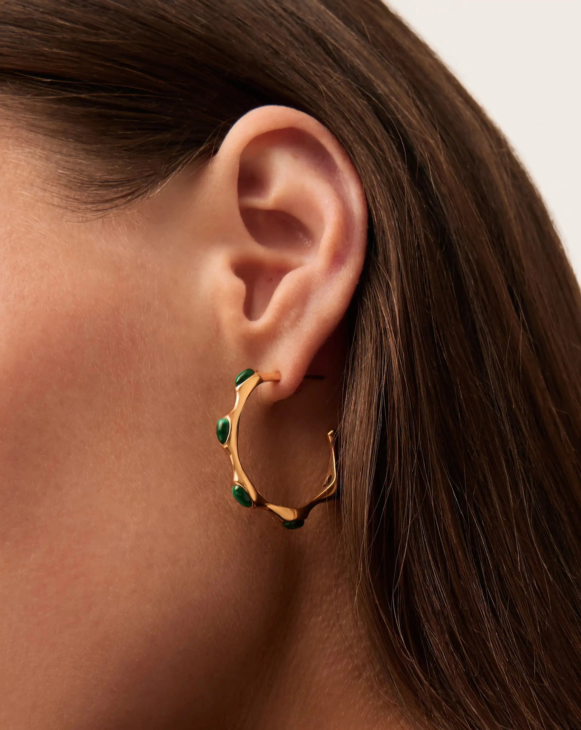 Magma Gemstone Medium Hoop Earrings | 18k Recycled Gold Plated on Brass Earrings Missoma 