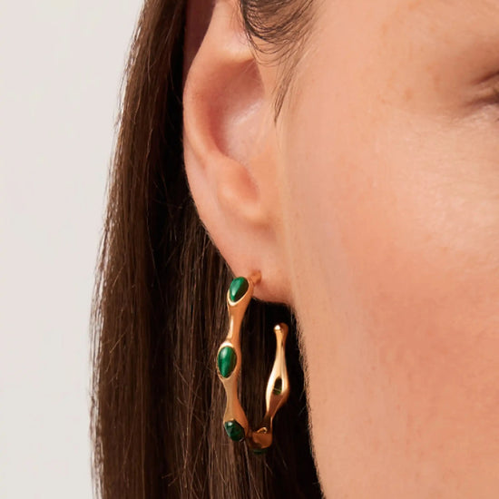 Magma Gemstone Medium Hoop Earrings | 18k Recycled Gold Plated on Brass Earrings Missoma 