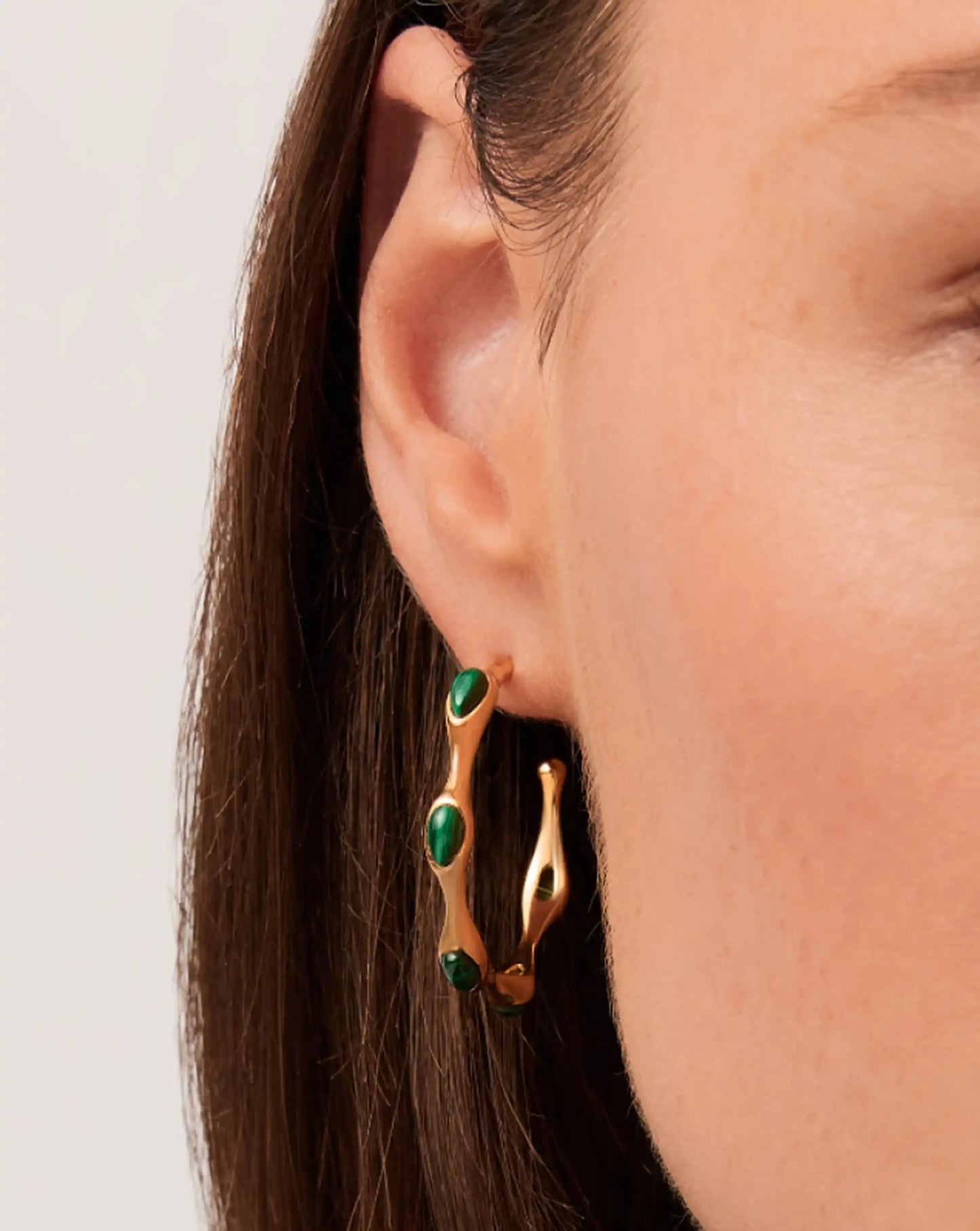 Magma Gemstone Medium Hoop Earrings | 18k Recycled Gold Plated on Brass Earrings Missoma 