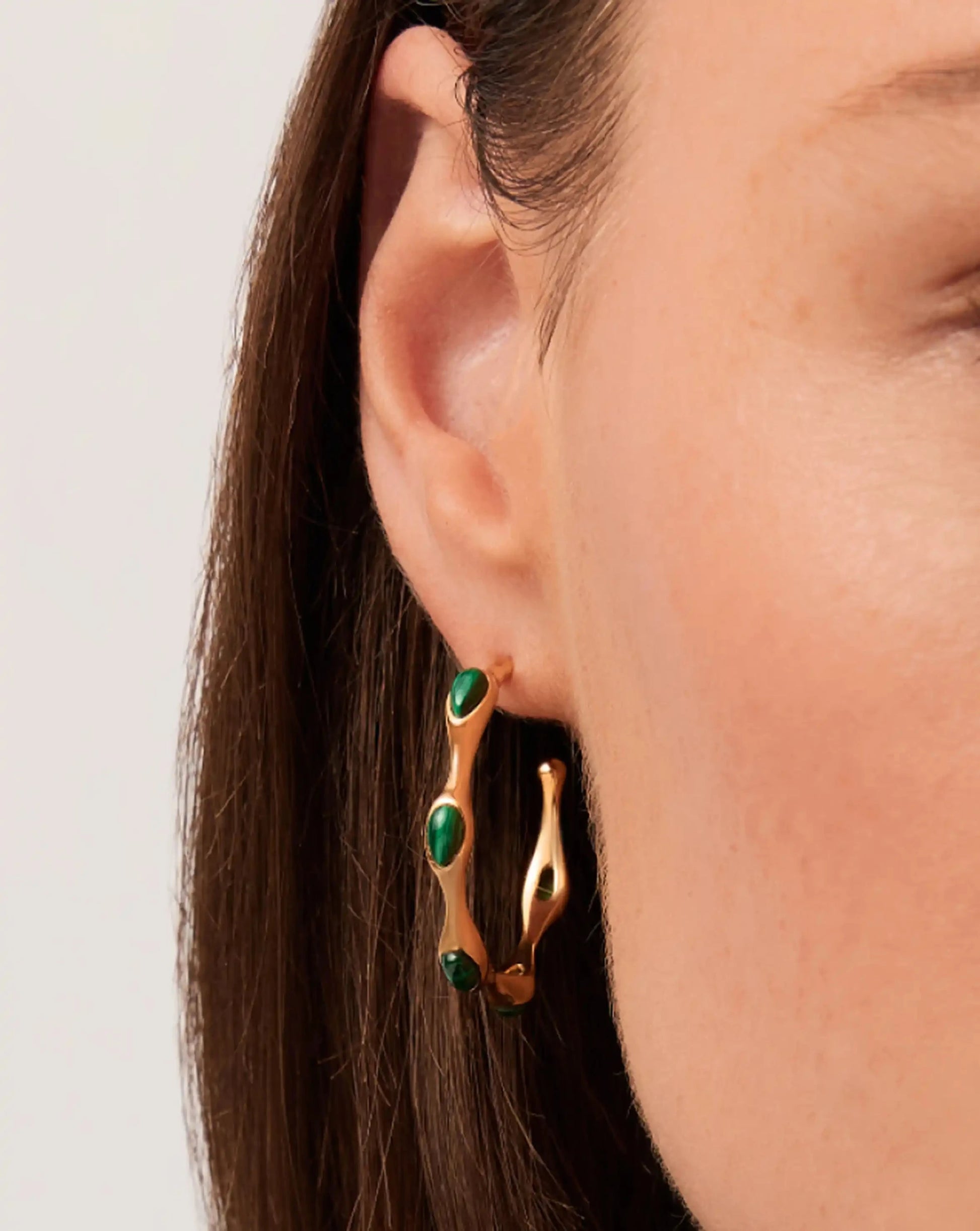 Magma Gemstone Medium Hoop Earrings | 18k Recycled Gold Plated on Brass Earrings Missoma 