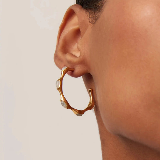 Magma Gemstone Medium Hoop Earrings | 18k Recycled Gold Plated on Recycled Sterling Silver Earrings Missoma 