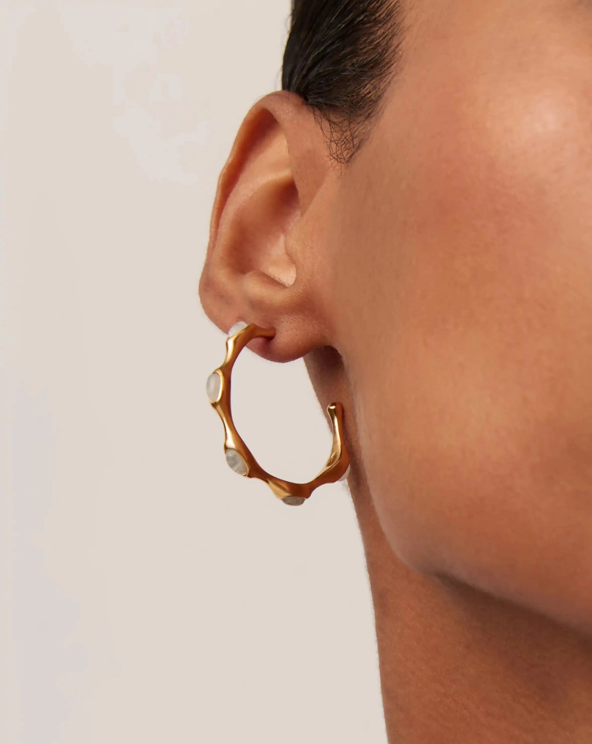 Magma Gemstone Medium Hoop Earrings | 18k Recycled Gold Plated on Recycled Sterling Silver Earrings Missoma 