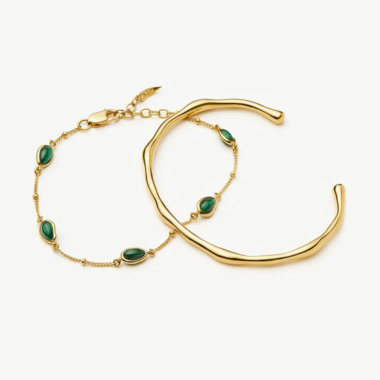 Magma Gemstone & Molten Cuff Bracelet Set | 18k Gold Vermeil / 18k Gold Plated Bracelets Missoma 