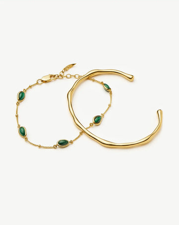 Magma Gemstone & Molten Cuff Bracelet Set | 18k Gold Vermeil / 18k Gold Plated Bracelets Missoma 