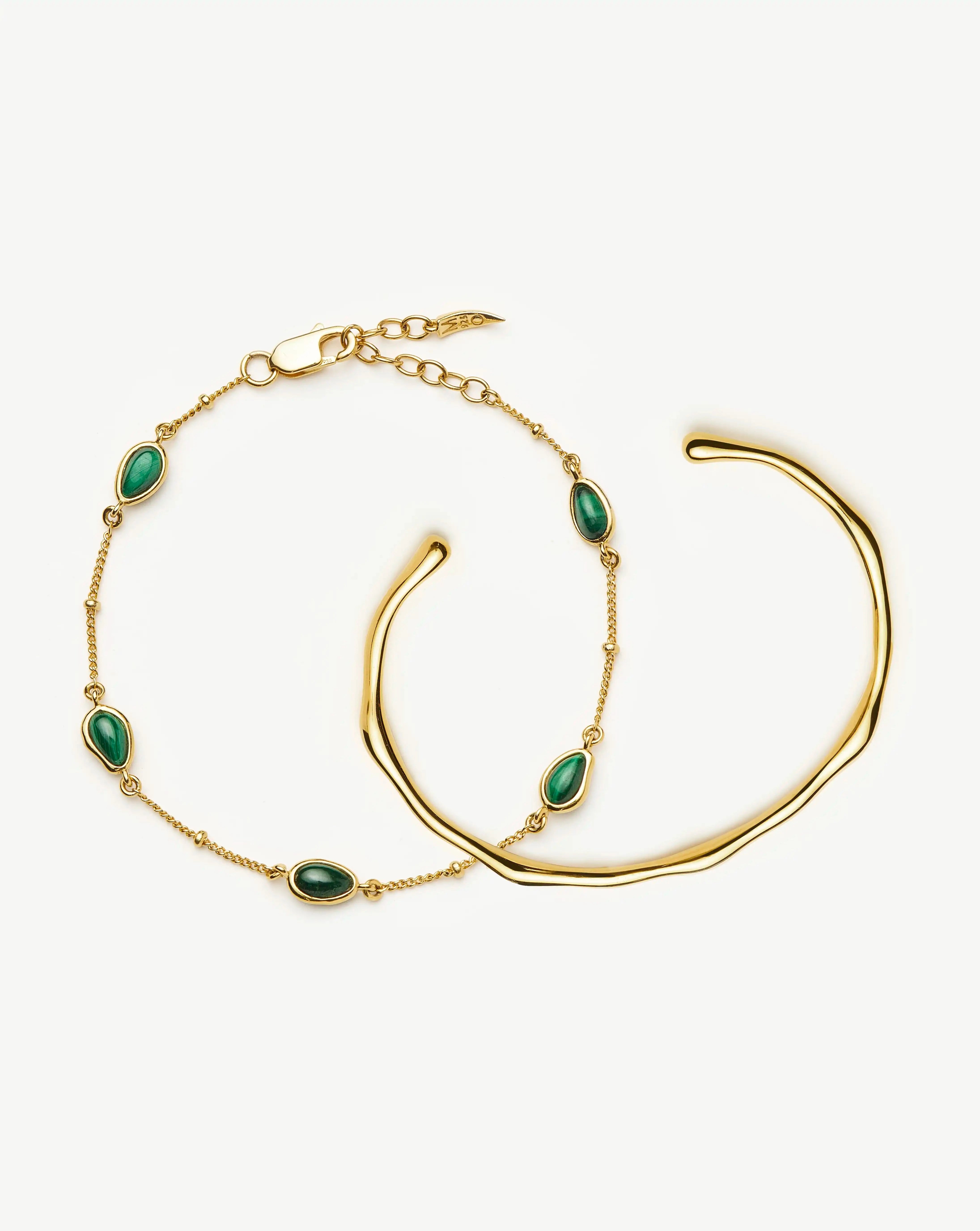 Magma Gemstone & Molten Cuff Bracelet Set | 18k Gold Vermeil / 18k Gold Plated Bracelets Missoma 
