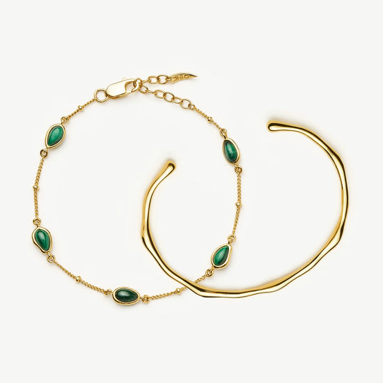 Magma Gemstone & Molten Cuff Bracelet Set | 18k Gold Vermeil / 18k Gold Plated Bracelets Missoma 