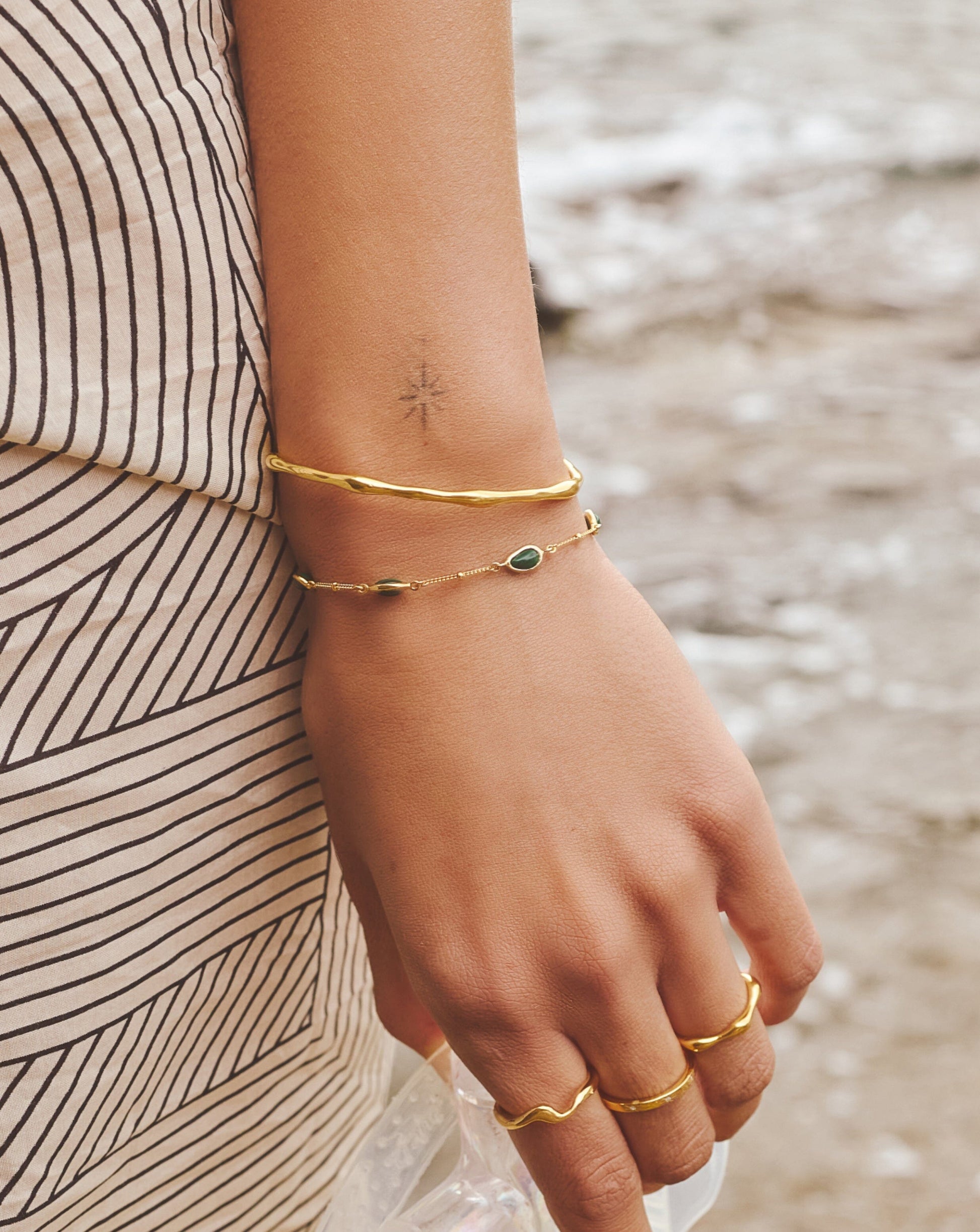 Magma Gemstone & Molten Cuff Bracelet Set | 18k Gold Vermeil / 18k Gold Plated Bracelets Missoma 