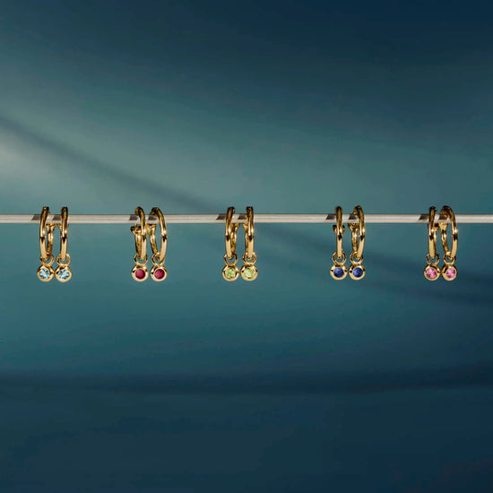 March Birthstone Mini Charm Hoop Earrings | 18k Gold Vermeil/Milky Aquamarine Earrings Missoma 