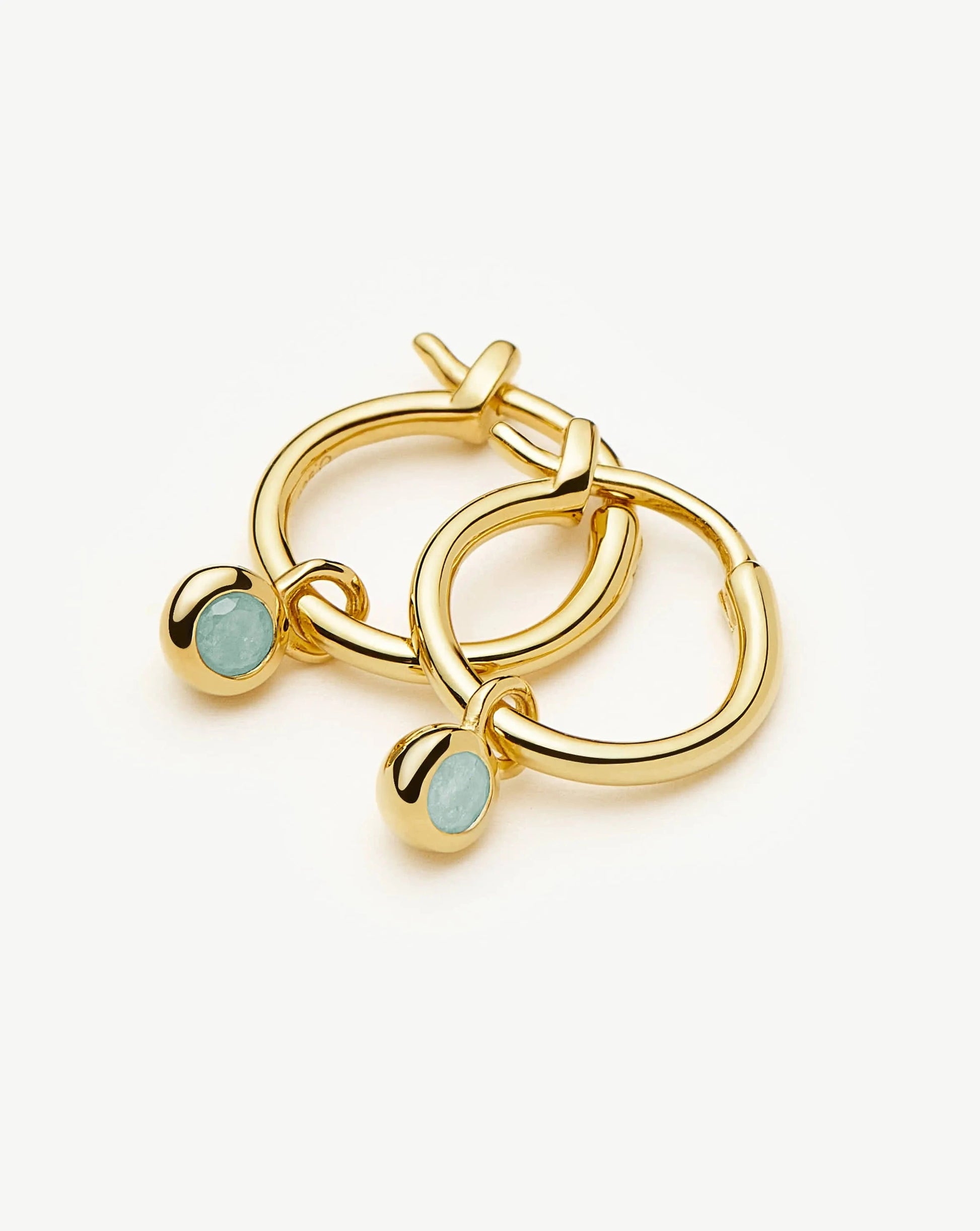 March Birthstone Mini Charm Hoop Earrings | 18k Gold Vermeil/Milky Aquamarine Earrings Missoma 