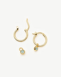 March Birthstone Mini Charm Hoop Earrings | 18k Gold Vermeil/Milky Aquamarine Earrings Missoma 