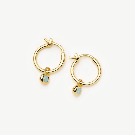 March Birthstone Mini Charm Hoop Earrings | 18k Gold Vermeil/Milky Aquamarine Earrings Missoma 