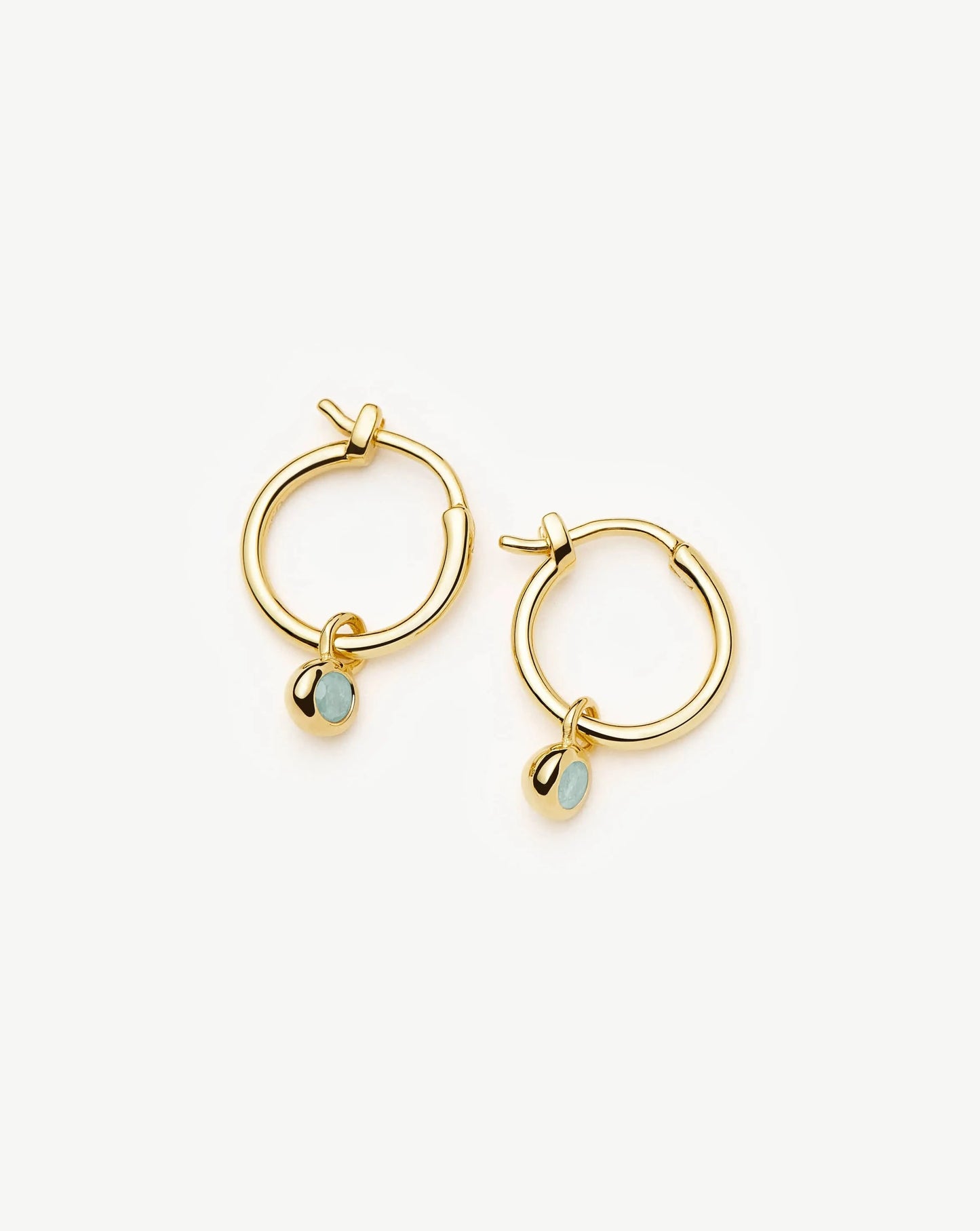 March Birthstone Mini Charm Hoop Earrings | 18k Gold Vermeil/Milky Aquamarine Earrings Missoma 