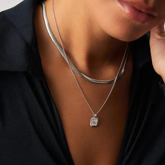 March Birthstone Necklace & Charm Earrings Set | Sterling Silver/Milky Aquamarine Necklaces Missoma 