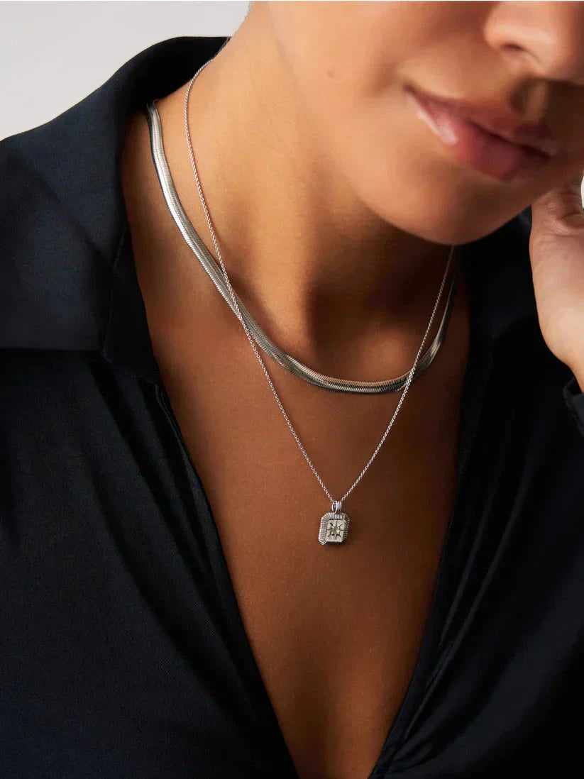 March Birthstone Necklace & Charm Earrings Set | Sterling Silver/Milky Aquamarine Necklaces Missoma 