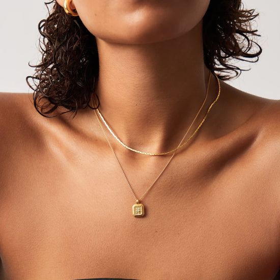 March Birthstone Pendant Necklace | 18k Gold Vermeil/Dyed Aqua Chalcedony Necklaces Missoma 