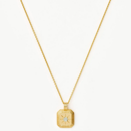 March Birthstone Pendant Necklace | 18k Gold Vermeil/Dyed Aqua Chalcedony Necklaces Missoma 