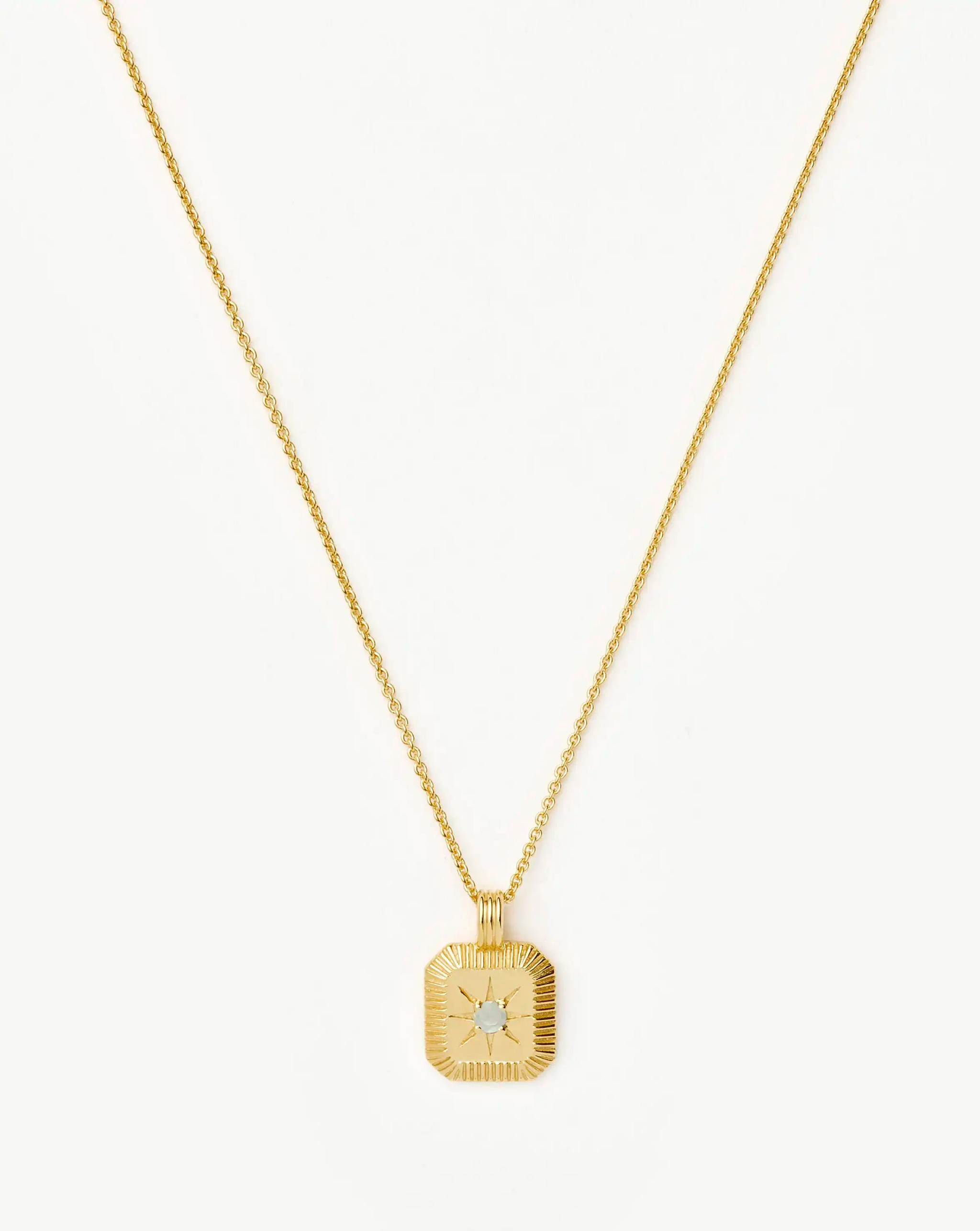 March Birthstone Pendant Necklace | 18k Gold Vermeil/Dyed Aqua Chalcedony Necklaces Missoma 