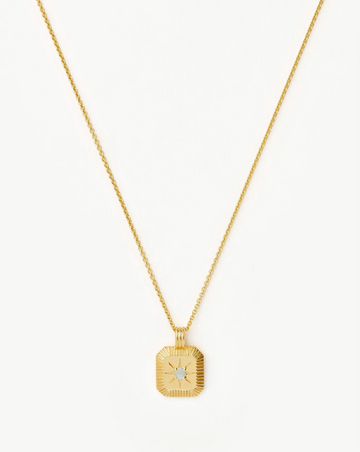 March Birthstone Pendant Necklace | 18k Gold Vermeil/Dyed Aqua Chalcedony Necklaces Missoma 
