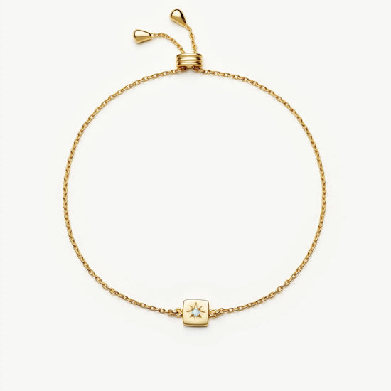 March Birthstone Slider Bracelet | 18k Gold Plated/Milky Aquamarine Bracelets Missoma 