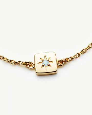 March Birthstone Slider Bracelet | 18k Gold Plated/Milky Aquamarine Bracelets Missoma 