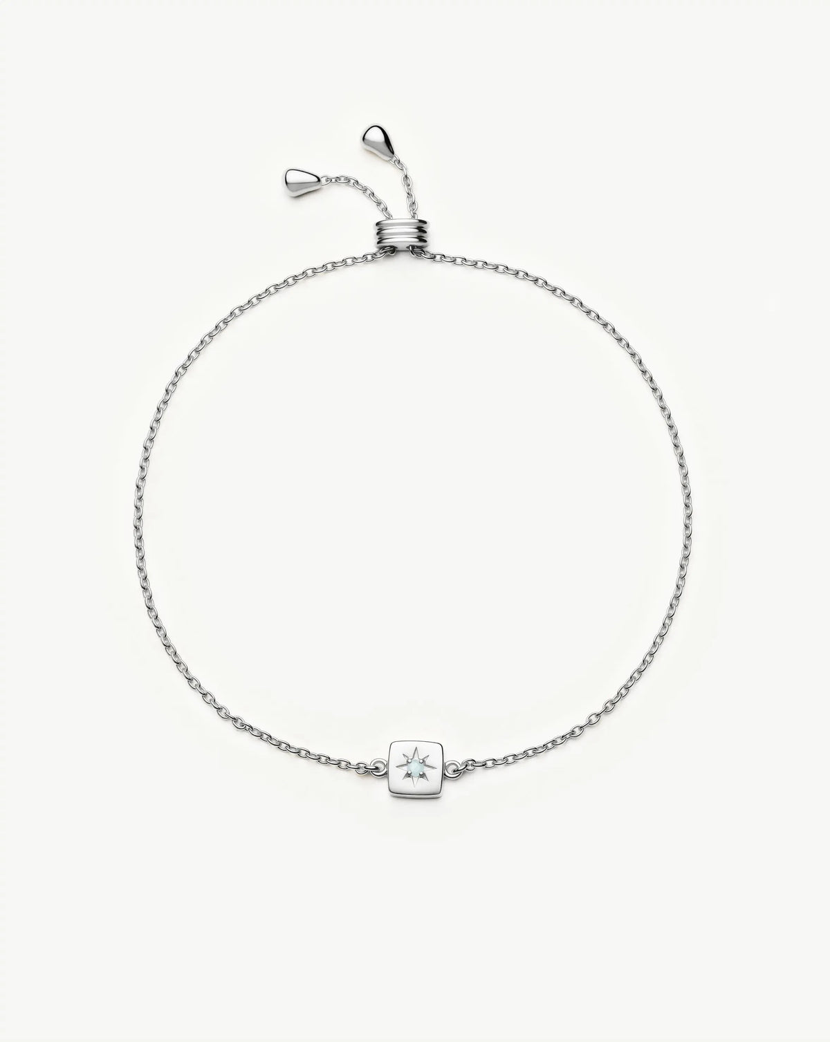 March Birthstone Slider Bracelet | Silver Plated/Milky Aquamarine Bracelets Missoma 