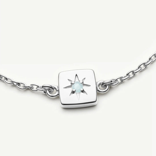 March Birthstone Slider Bracelet | Silver Plated/Milky Aquamarine Bracelets Missoma 