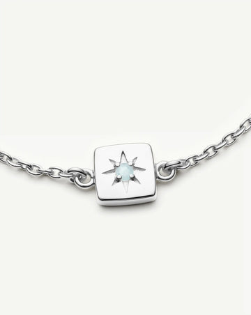 March Birthstone Slider Bracelet | Silver Plated/Milky Aquamarine Bracelets Missoma 