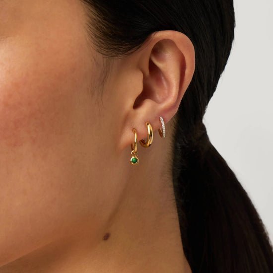 May Birthstone Mini Charm Hoop Earrings | 18k Gold Vermeil/Green Onyx Earrings Missoma 