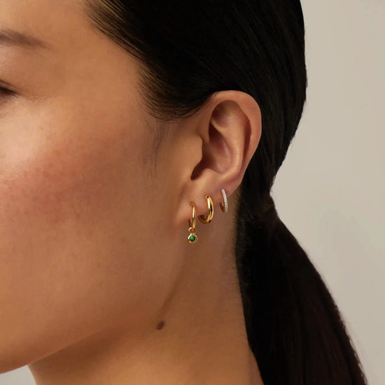 May Birthstone Mini Charm Hoop Earrings | 18k Gold Vermeil/Green Onyx Earrings Missoma 