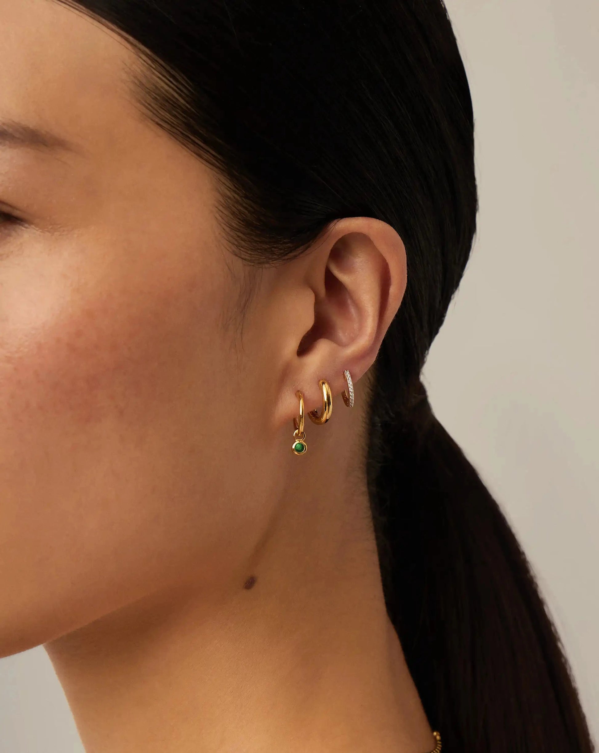 May Birthstone Mini Charm Hoop Earrings | 18k Gold Vermeil/Green Onyx Earrings Missoma 