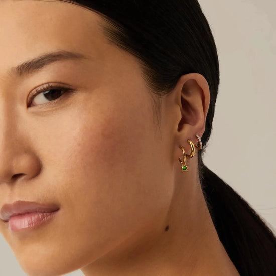 May Birthstone Mini Charm Hoop Earrings | 18k Gold Vermeil/Green Onyx Earrings Missoma 