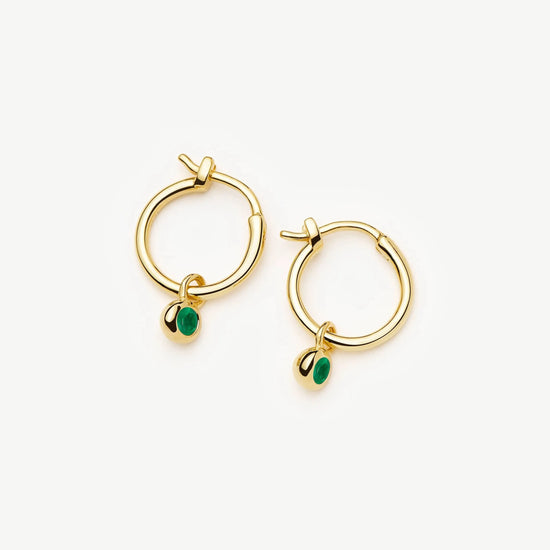 May Birthstone Mini Charm Hoop Earrings | 18k Gold Vermeil/Green Onyx Earrings Missoma 