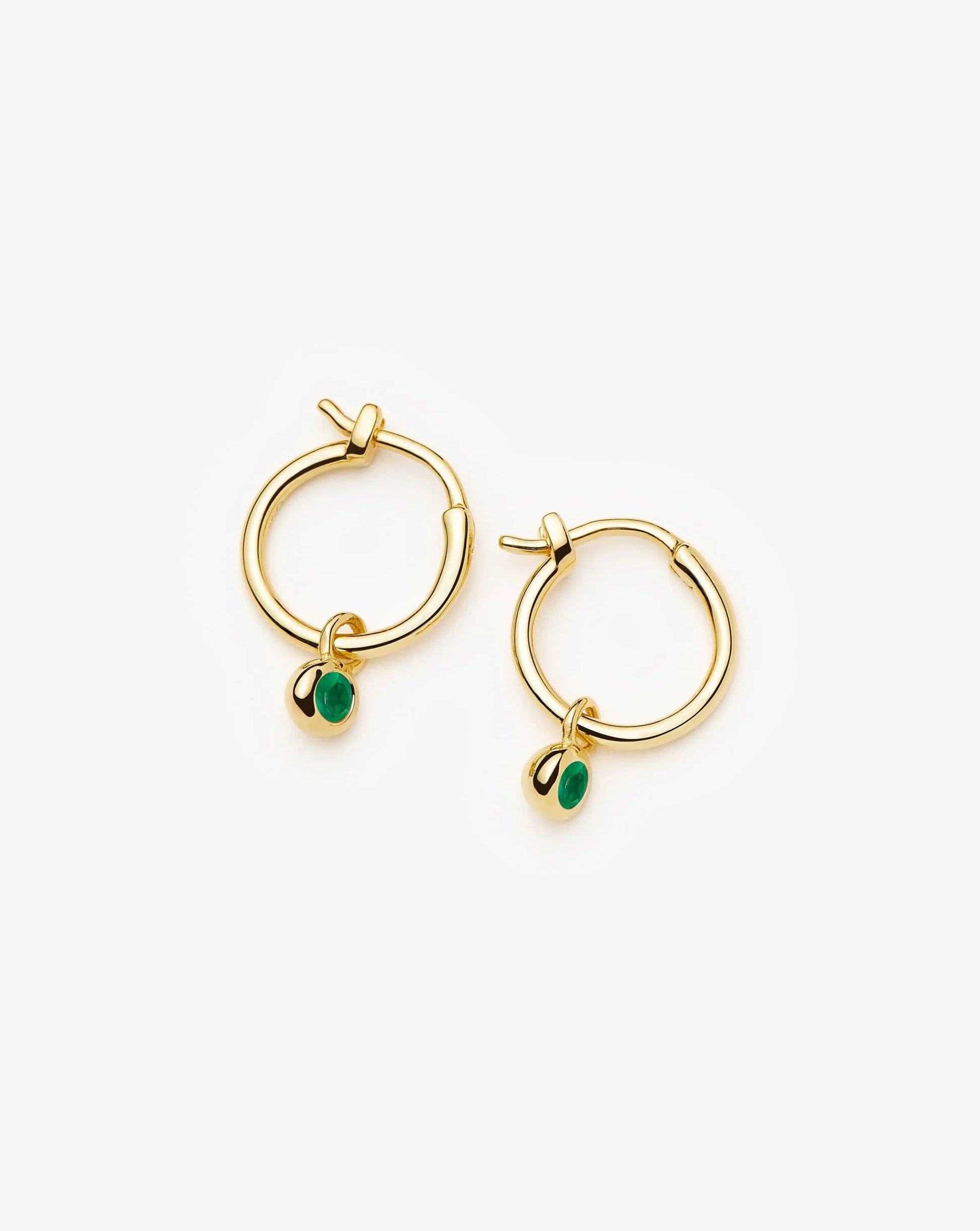 May Birthstone Mini Charm Hoop Earrings | 18k Gold Vermeil/Green Onyx Earrings Missoma 