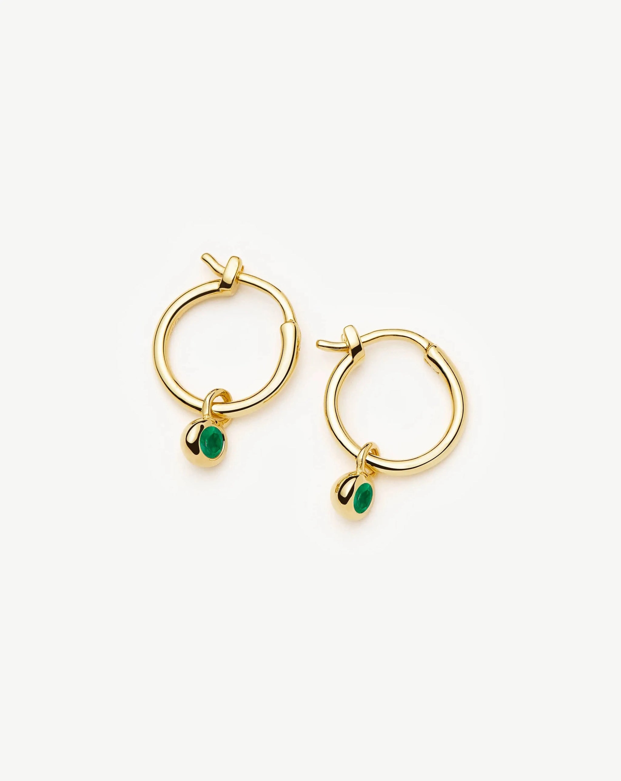 May Birthstone Mini Charm Hoop Earrings | 18k Gold Vermeil/Green Onyx Earrings Missoma 