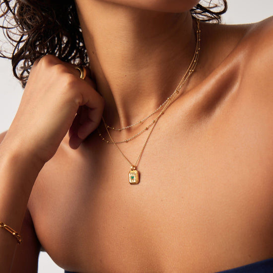 May Birthstone Necklace & Charm Earrings Set | 18k Gold Vermeil/Green Onyx Necklaces Missoma 