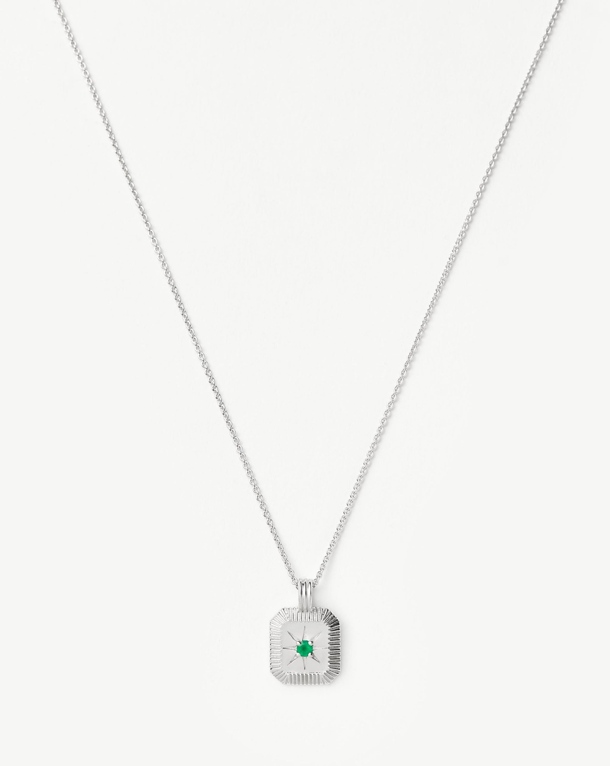 May Birthstone Pendant Necklace | Dyed Green Chalcedony/May Necklaces Missoma 