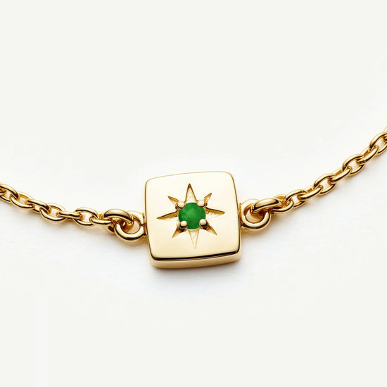 May Birthstone Slider Bracelet | 18k Gold Plated/Green Onyx Bracelets Missoma 