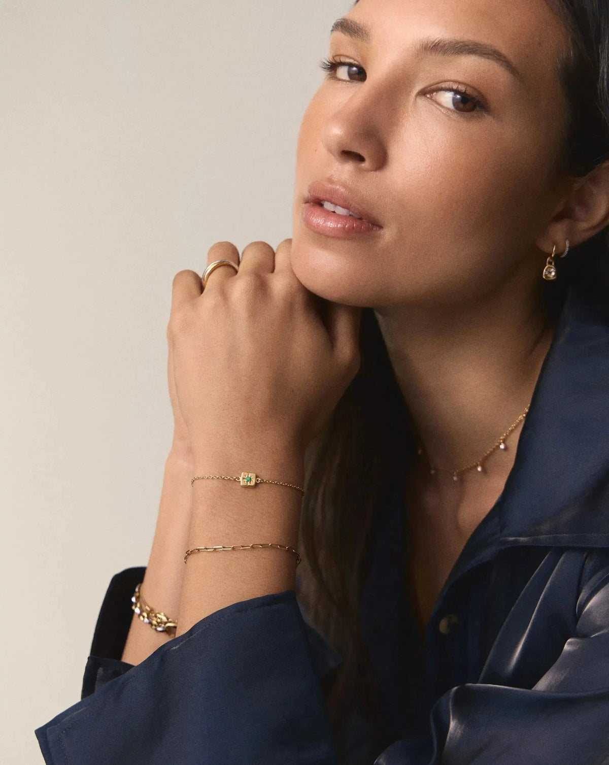 May Birthstone Slider Bracelet | 18k Gold Plated/Green Onyx Bracelets Missoma 