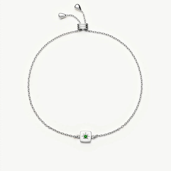 May Birthstone Slider Bracelet | Silver Plated/Green Onyx Bracelets Missoma 