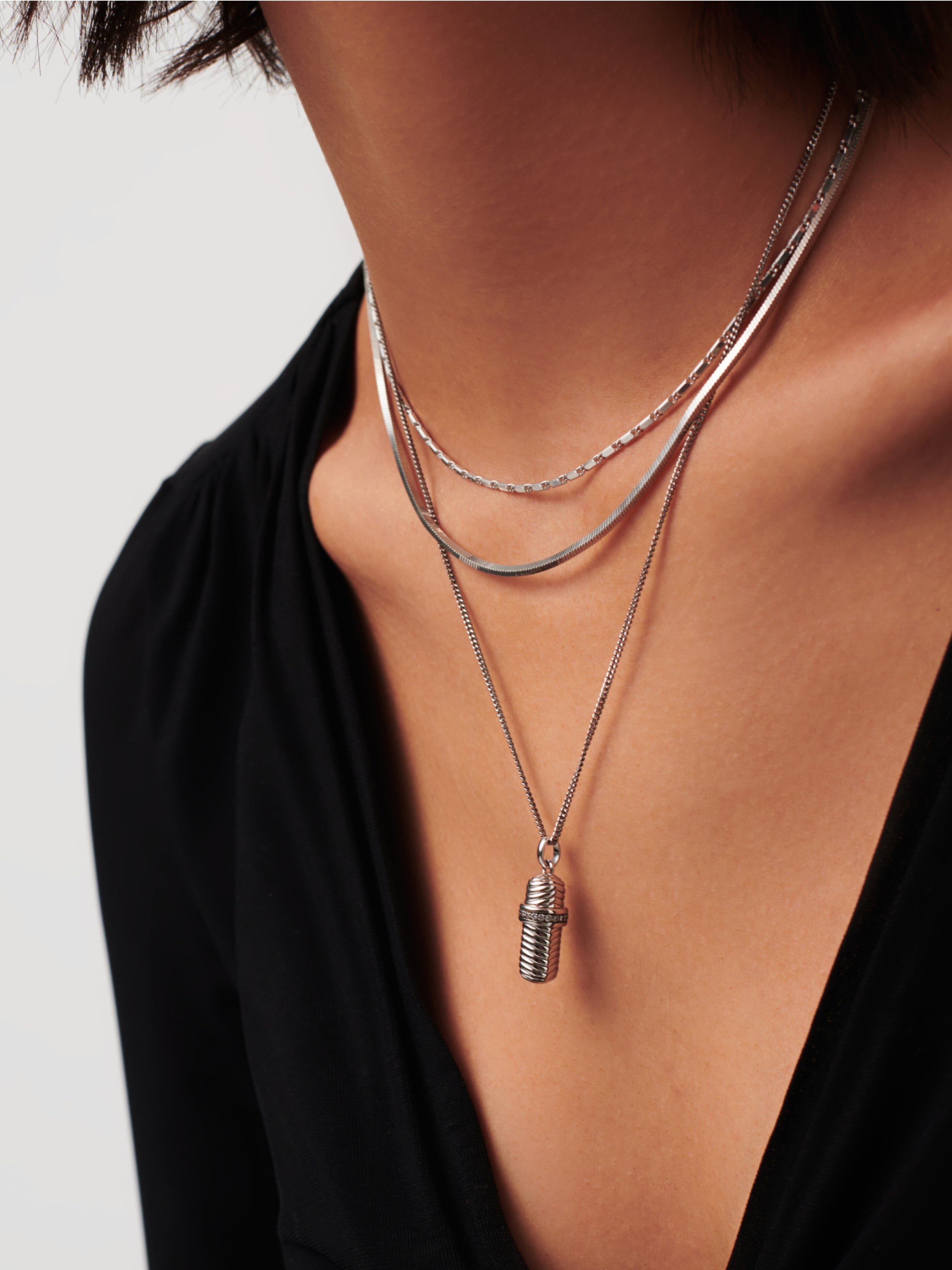 Message in a Bottle Ridge Pendant Necklace | Silver Plated Necklaces Missoma 