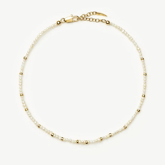Micro Pearl Beaded Anklet | 18k Gold Plated/Pearl Anklets Missoma 