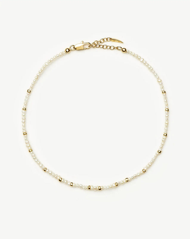 Micro Pearl Beaded Anklet | 18k Gold Plated/Pearl