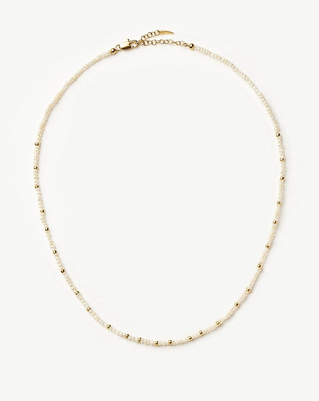 Micro Pearl Beaded Necklace | 18k Gold Plated/Pearl